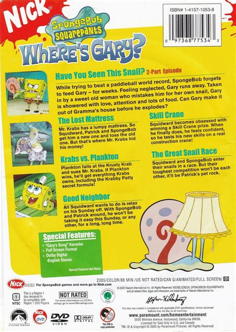 Image Wheres Gary Dvd Back Cover Encyclopedia Spongebobia