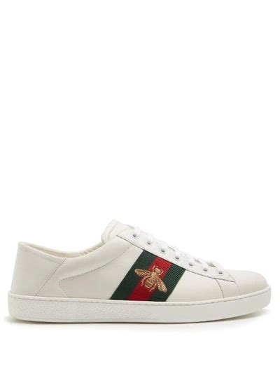 Gucci Ace Low Top Leather Trainers In White Multi Modesens