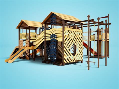 Modern Wooden Playground For Teens In Summer On The Beach 3d Render On