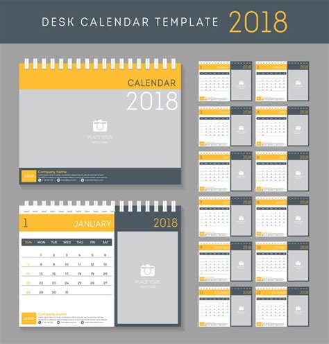 Yellow Disk Calendar 2018 Templates Vector Eps Uidownload