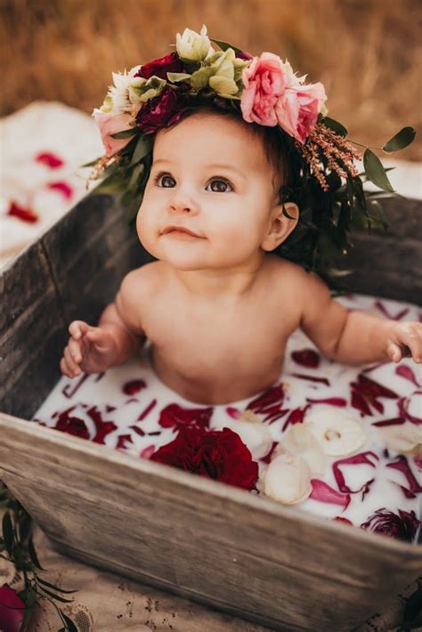 Your baby doesn't need a bath every day. Baby milk bath | Baby milk bath, 6 month baby picture ...