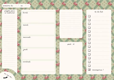 Semainiers à Télécharger Semainier Semainier à Imprimer Agendas