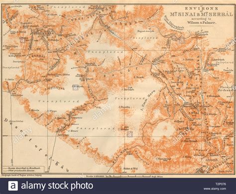 Environs Of Mount Sinai And Mt Serbal Egypt 1912 Old Antique Map Plan