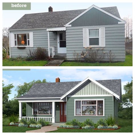 Before And After Curb Appeal Add Front Porch Expand Windows Create