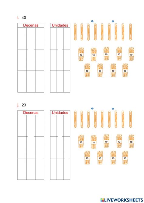 Decenas Y Unidades Activity For Primero De Primaria