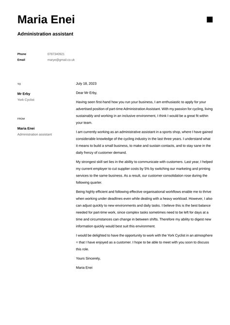 Sample Cover Letter For Part Time Job - 11tonia