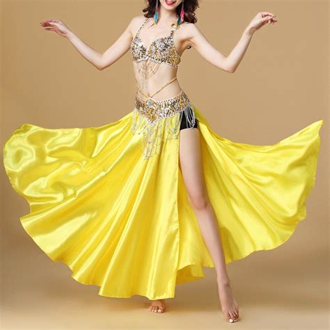Arabic Belly Dance Costumes Beaded Bra Top Hip Belt 2 Sides Slit Skirt Suit Wear Ebay