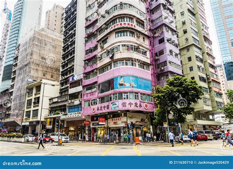 View Of The Street In Wan Chai District Editorial Image Image Of