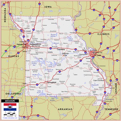 Missouri Highway And Road Map Raster Image Version World Sites