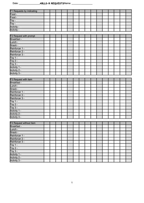 Ablls R Requests Tracking Sheets Printable Pdf Download