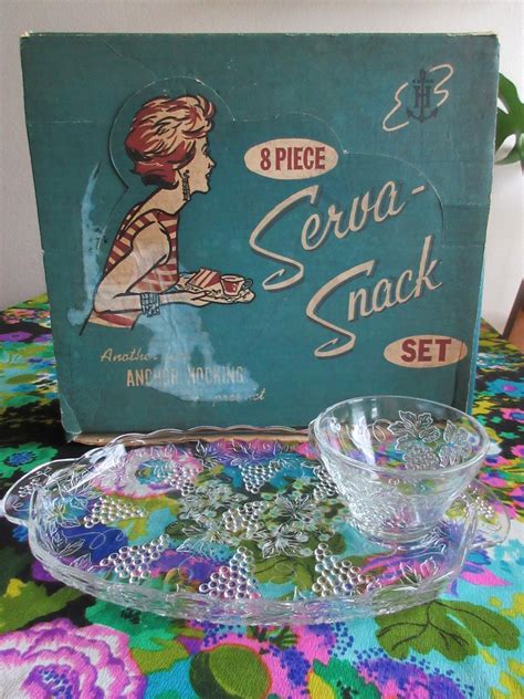 Vintage Anchor Hocking Serva Snack Piece Mcm Hostess Set Etsy