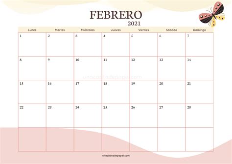 Calendario Febrero 2020 Para Imprimir Con Colores
