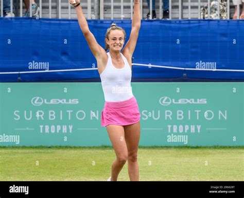 Isabelle Lacy Gbr After Winning Match Point In The First Round At The Surbiton Trophy London