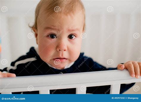 Baby Crying In The Crib Stock Photo Image Of Afraid 49297232