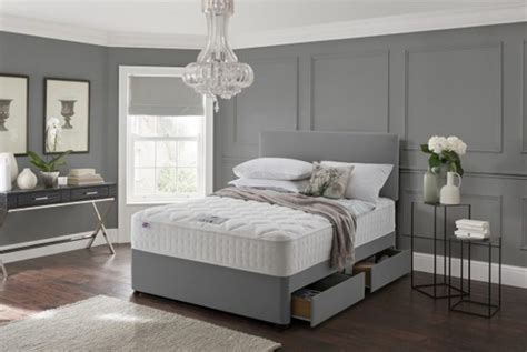 grey fabric divan bed set with headboard and memory sprung mattress uk mattress guides
