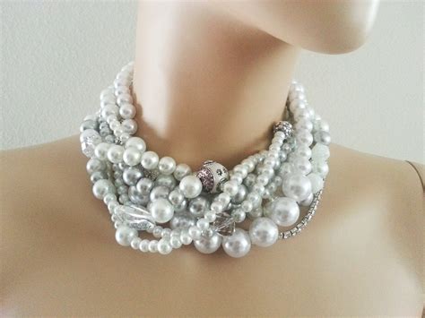 Pearl Statement Necklace Chunky Bridal Necklace Wedding