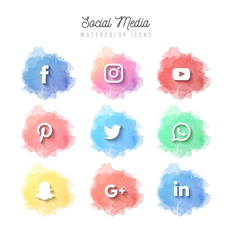 Watercolor Social Media Icons Free Vector