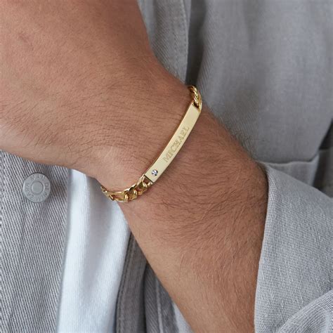 Id Bracelet For Men In Gold Plated With Diamond Myka