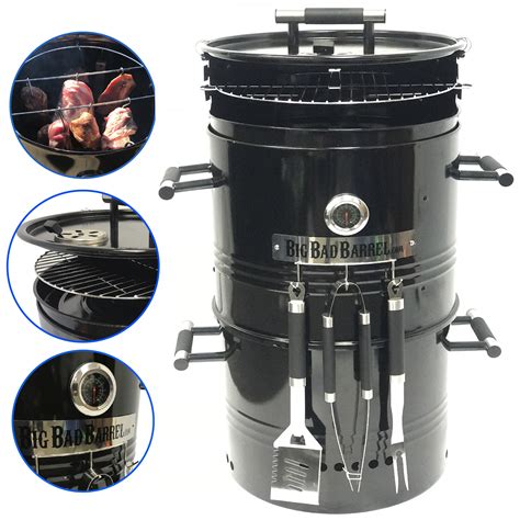 Big Bad Barrel BBQ Smoker Grill 5 in 1 Barrel can be used as a Smoker, Grill, Pizza Oven, Table ...
