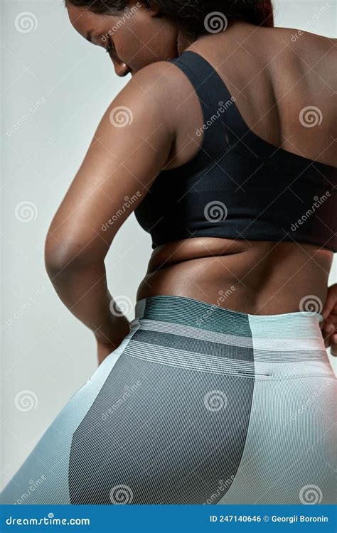 African American Woman Wearing Sportswear Showing Her Fat Folds On
