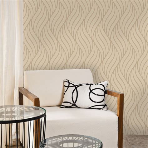 Holden Maddox Wave Stripe Wallpaper Modern Metallic Motif Textured Gold