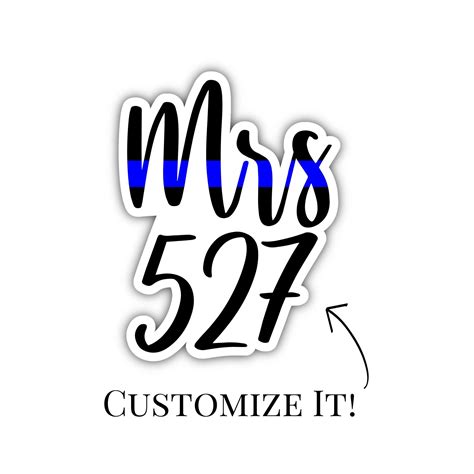 Thin Blue Line Mrs Sticker Mrs Police Officer Police Wife Etsy