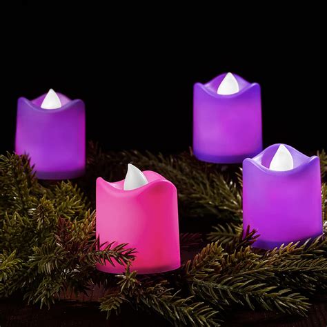 4 Pieces Led Flameless Advent Candle Set Tea Light Candles With Bright