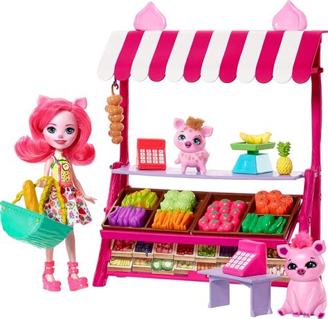 Enchantimals Farmers Market Playset Petya Pig Doll Streusel And Nisha