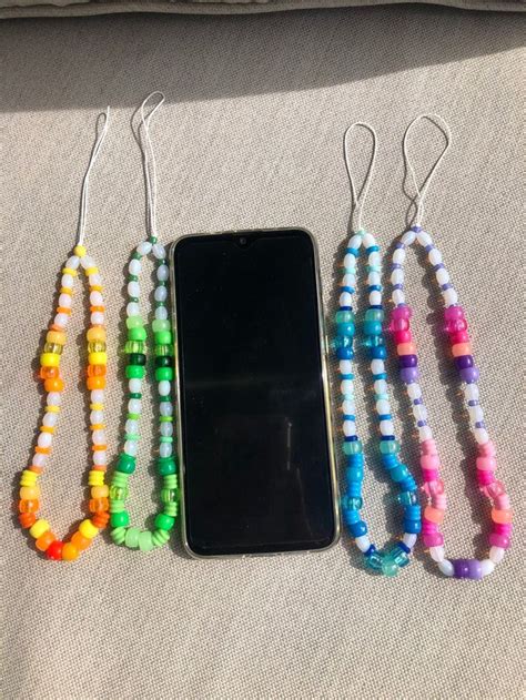 Colorful Phone Charm Strap Beaded Mobile Phone Strap In 2021 Phone