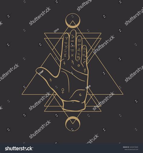 Fortune Teller Hand Palmistry Diagram Zodiac Stock Vector Royalty Free