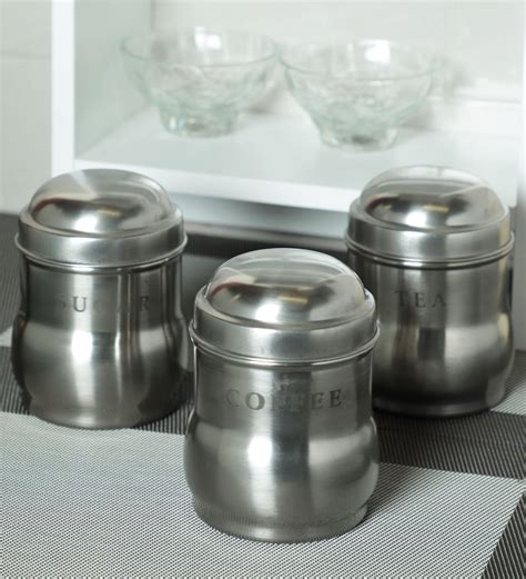 Buy 1 Ltr Stainless Steel Tea Coffeesugar Canister Set Of 3 Online