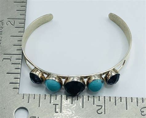 Jay King DTR Amethyst And Turquoise Sterling Silver 925 Cuff Bracelet