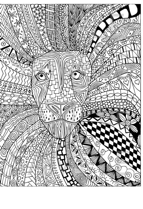 Lion Zentangle Adult Coloring Page Instant Download Ready To