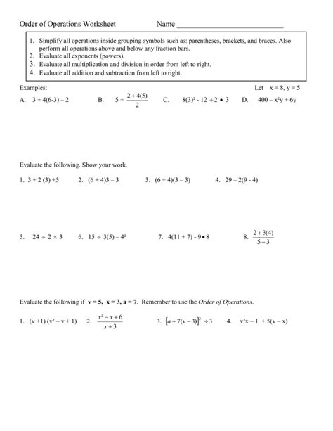 This will take you to the individual page of the worksheet. Order Of Operations Multiplication And Division Worksheets ...