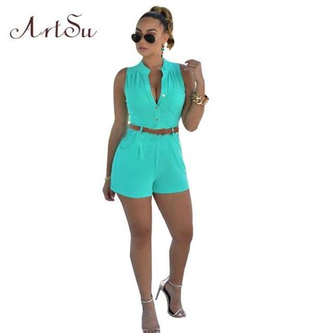 Artsu 11 Colors 2017 Summer Romper Bodycon Rompers Womens Jumpsuit Sleeveless Shorts S Xxl Plus