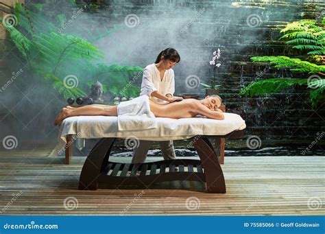 Asian Back Massage Theraphy Spa Hot Stone Stock Photo Image Of