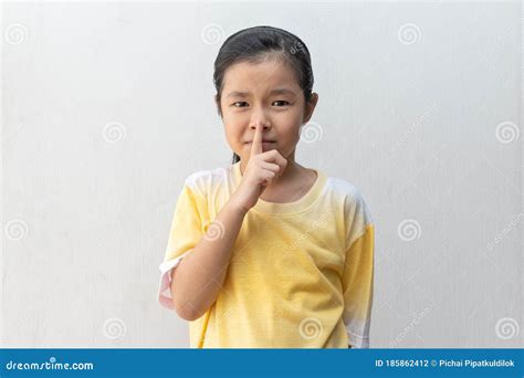 Asian Girl Showing Shh Sign Keep Quiet Please Stock Photo Image Of