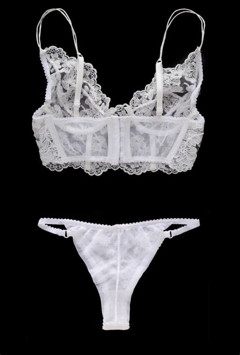 Bridal White Lace Lingerie Bra And Panties See Through Lingerie Set See Lingerie White