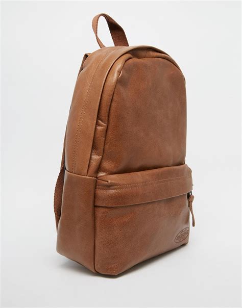 Eastpak Leather Backpack in Brown - Lyst