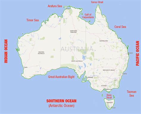 Australia Map With Oceans Layarkaca21 Lk21