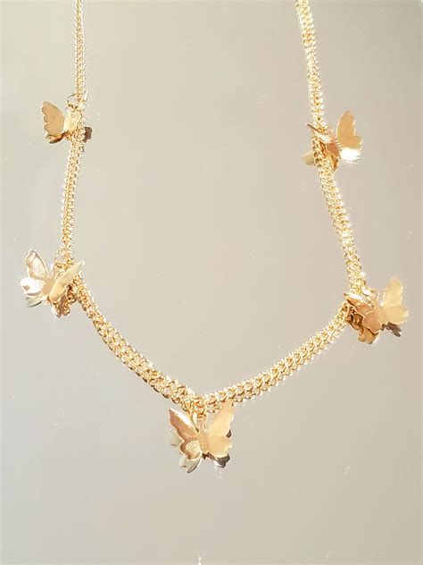 Minimalistic Gold Butterfly Necklace And Earring Set Gold Etsy