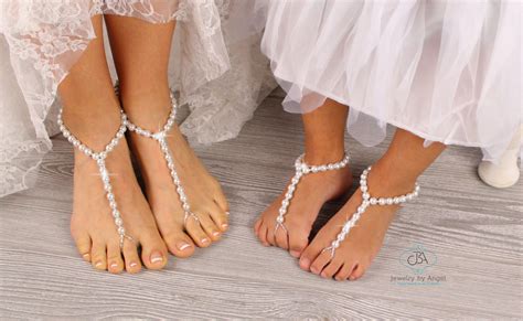 Wedding Barefoot Sandals Pearl Foot Jewelry Beaded Barefoot Sandals