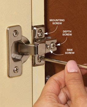 Look for two screws on the hinge. Home Repair: How to Fix Kitchen Cabinets | Diy home repair, Kitchen cabinets hinges, Home repair