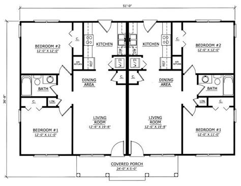 Image Result For One Story 2 Bedroom Duplex Floor Plans With Garage