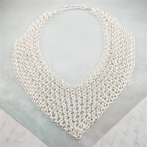 Silver Statement Chainmail Necklace By Baronessa