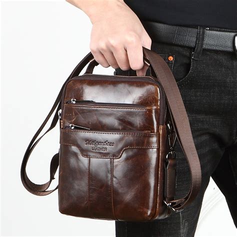 Meigardass Genuine Leather Messenger Bags For Men Small Flap Shoulder