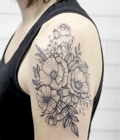 60 Black And Gray Flower Tattoos By Anna Bravo List Inspire