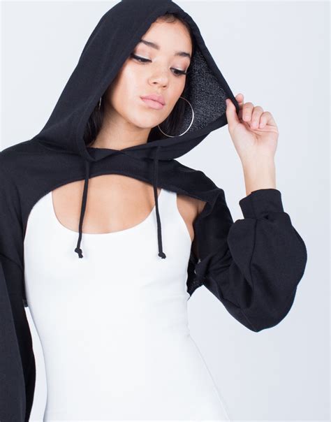 Maybe you would like to learn more about one of these? Cut it Out Cropped Hoodie - Black Hooded Sweater - Black ...