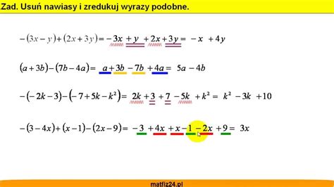 Dodawanie potęg o tych samych podstawach ale innych podobne zadania i testy. Usuń nawiasy i zredukuj wyrazy podobne - Wyrażenia ...