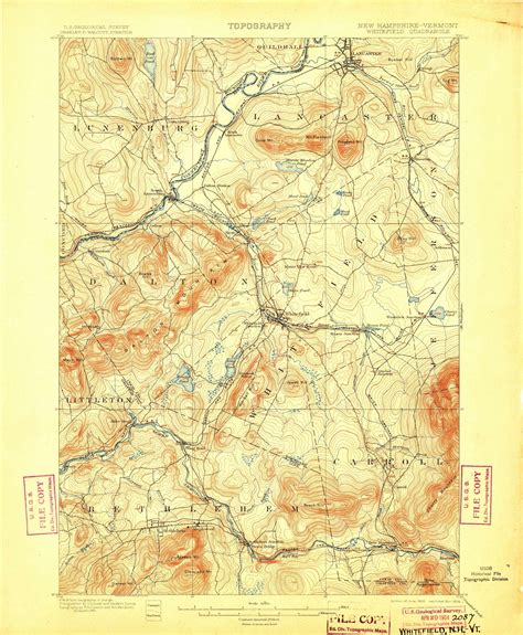 Whitefield New Hampshire 1900 1904 Usgs Old Topo Map Reprint 15x15
